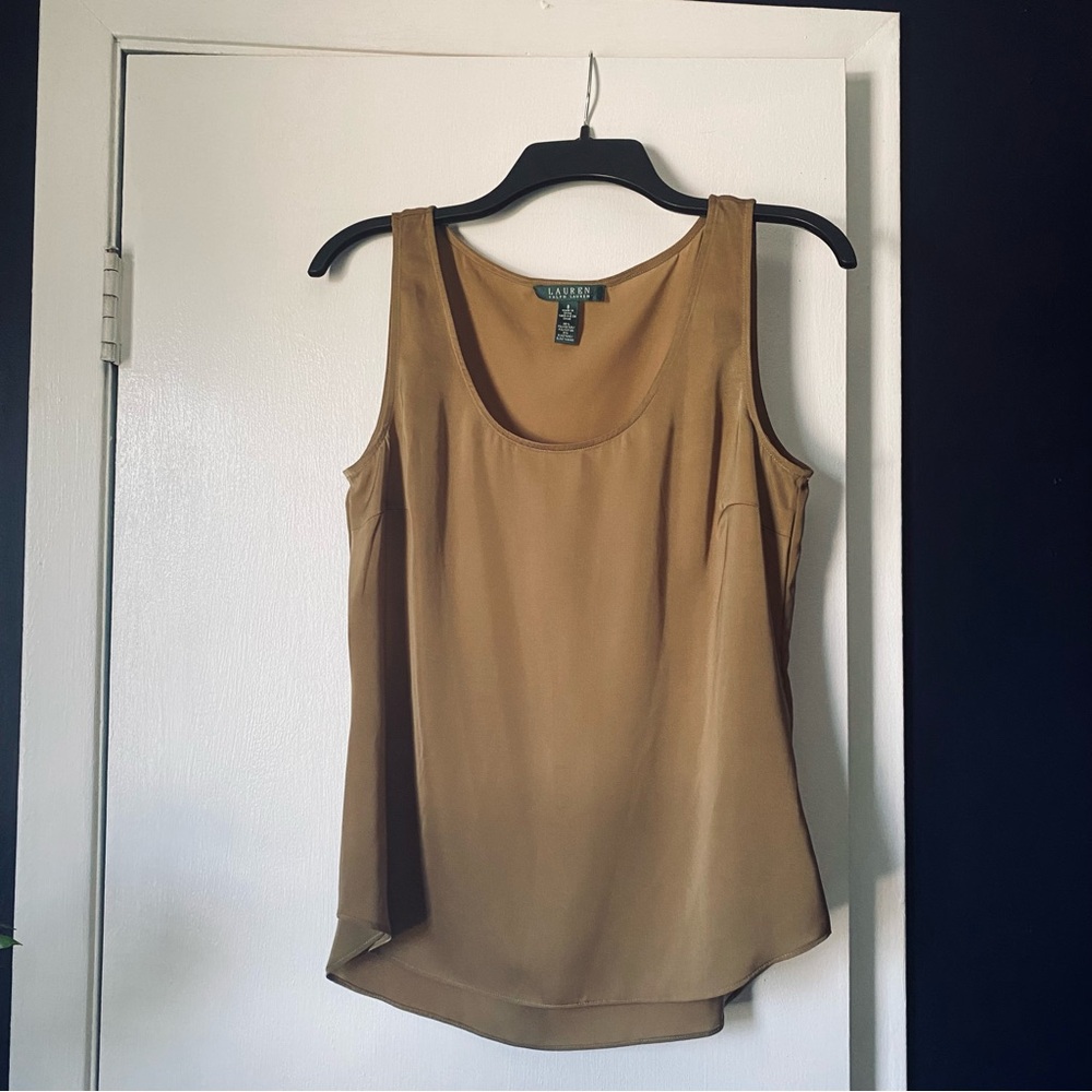 Brand New Never Worn Lauren Ralph Lauren Tan Silky Sleeveless Camisole Top